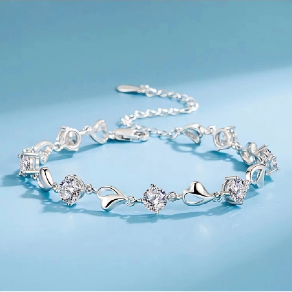 925 Sterling Silver White Zircon Bracelets For Women Luxury Designer Hollow Heart Adjustable Chain Bracelet Original Jewelry 925 Sterling Silver White Zircon Bracelets For Women Luxury Designer Hollow Heart Adjustable Chain Bracelet Original Jewelry
